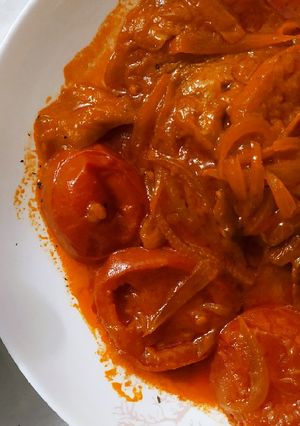 عکسی از دستور خوراک بادمجان و گوجه ؛غذای فوری و خوشمزه🍆