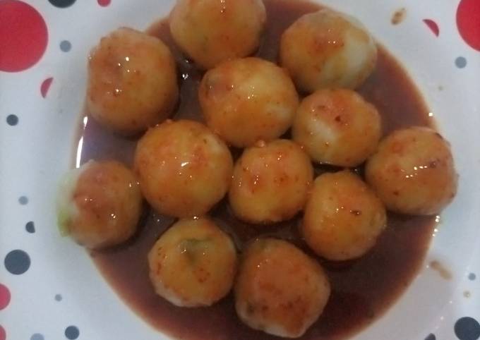 Resep Cilok empuk dengan saus pedas racikan sendiri😁 yang Enak