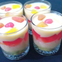 A picture of Fruits Cocktail Custard.