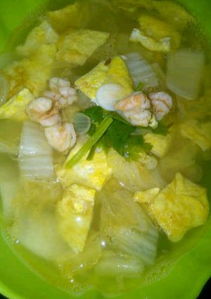 Foto resep Telur Dadar Cah Sawi Putih Udang