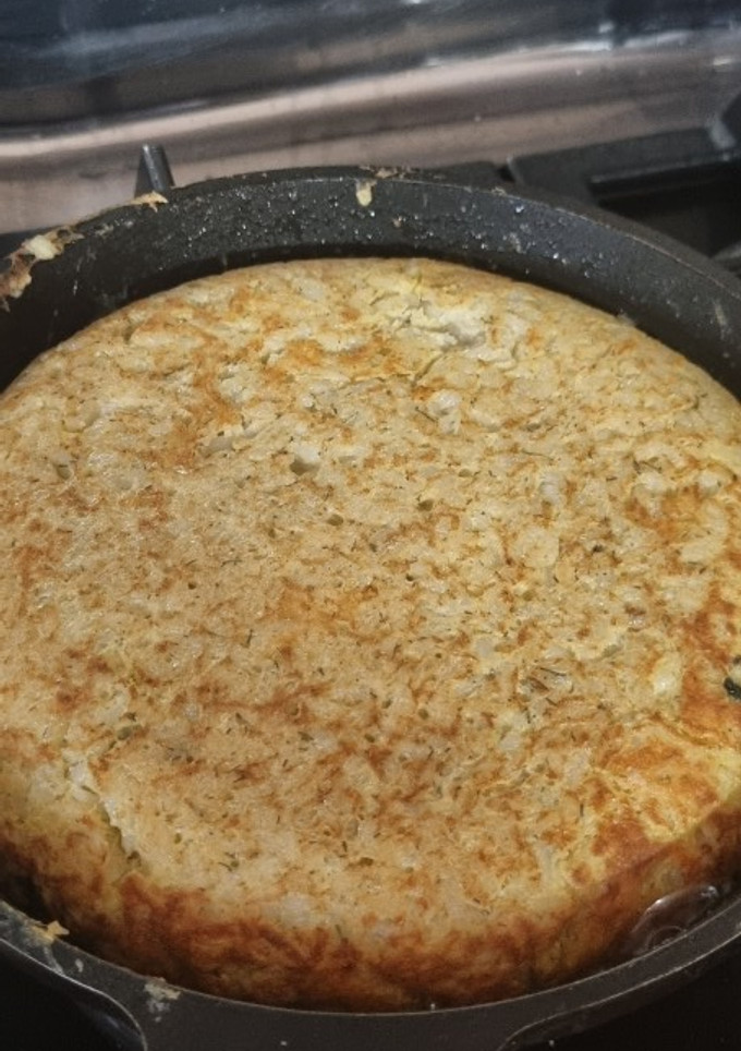 Una foto de Recetas de instagram: tortilla de arroz espinacas y queso