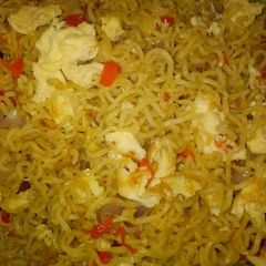 A picture of Indomie with fried Egg.