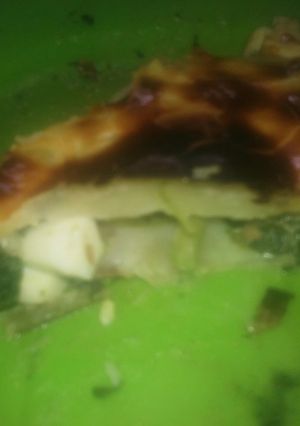 Una foto de Tarta de acelga y zapallitos cultivados en casa