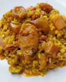 Arroz meloso de sepia, calamar, pulpitos con rape y merluza