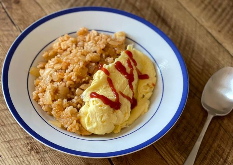 Chicken Omurice - the old classic Japanese comfort meal, chicken kitchup rice with omlette