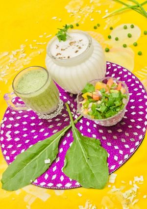 A picture of Masala buttermilk (Spinach,Coriander and mint).