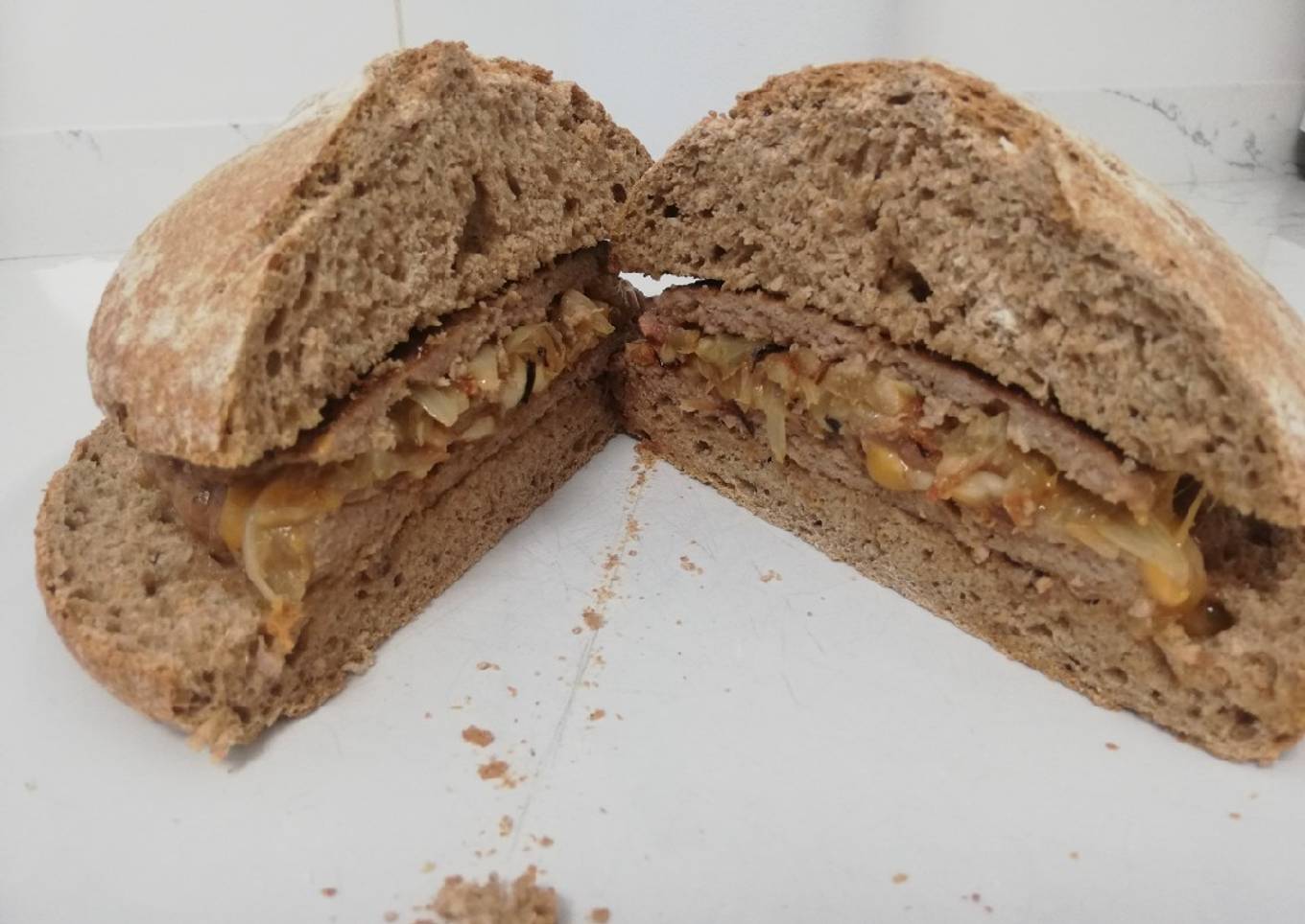 Hamburguesa rellena. Doble cheese bacon