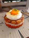 Deconstrucción Arroz a la cubana + Huevo nube
