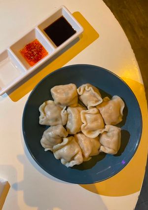 A picture of Kale and Pork Dumplings.