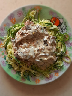 Una foto de Calabaguetis en salsa carbonara