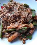Easy green beans, surimi and tofu stir fry