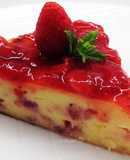 Pfirsichkuchen mit Erdbeerbelag