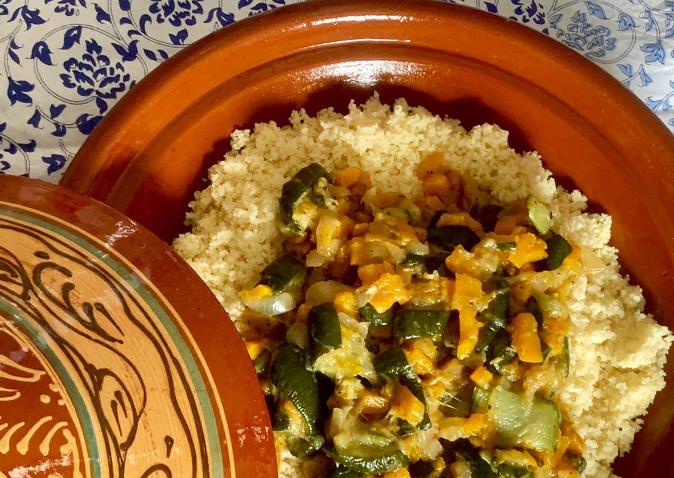 Couscous de calabacín y calabaza