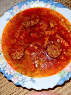 Káposztás kolbászos bableves recept fotója