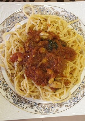 صورة لوصفة سباغيتي مع كرات اللحمة بالكاجو 🍝 😋