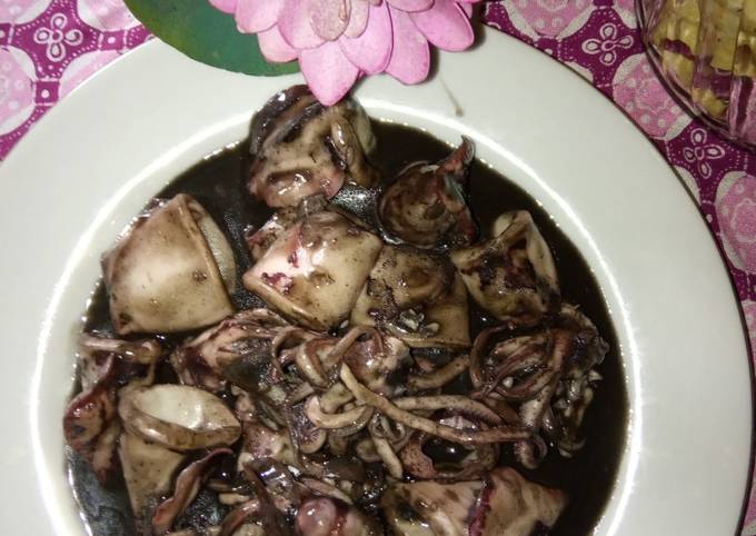 Tumis cumi saos hitam asam manis