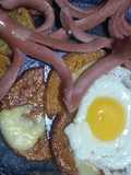 Púlpito de salchichas con calabacín frito