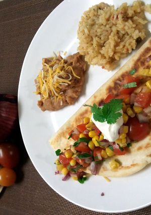 A picture of Chicken Quesadillas with Corn Salsa.