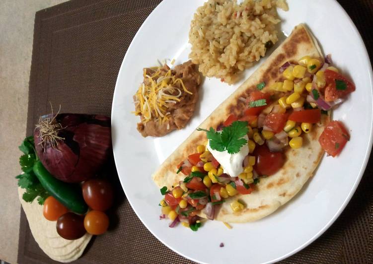 Simple Way to Prepare Ultimate Chicken Quesadillas with Corn Salsa