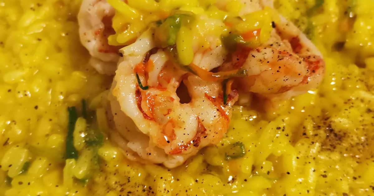 Ricetta Risotto Zafferano Con Fiori Zucchine E Gamberoni di Airon_2k19 ...