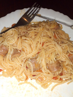 A picture of Sausage spaghetti.