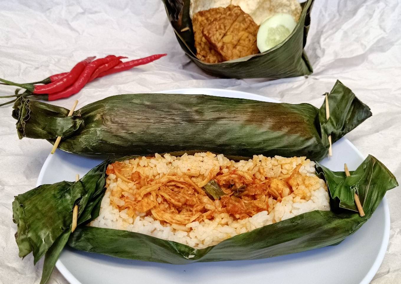 Nasi liwet bakar ayam suwir