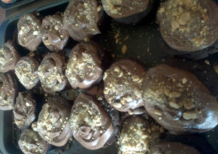 Chocolate Cupcakes with Chocolate Peanut Butter Frosring