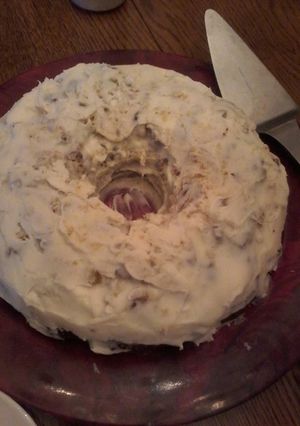 A picture of Granny's Sock It To Me Cake with Cream Cheese Frosting.