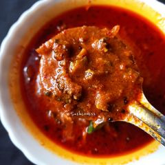 A picture of PAVAKKA THEEYAL/KAYAPAKA PULI/BITTER GOURD CURRY.