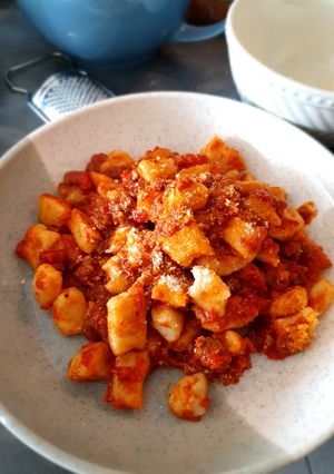 A picture of Vale's ragu and gnocchi.