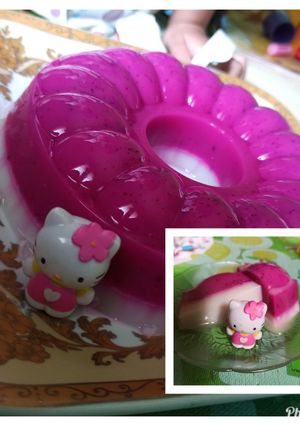 Foto resep 30. Puding santan susu buah naga