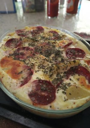 Foto resep Potatoes Gratin with Beef Pepperoni
