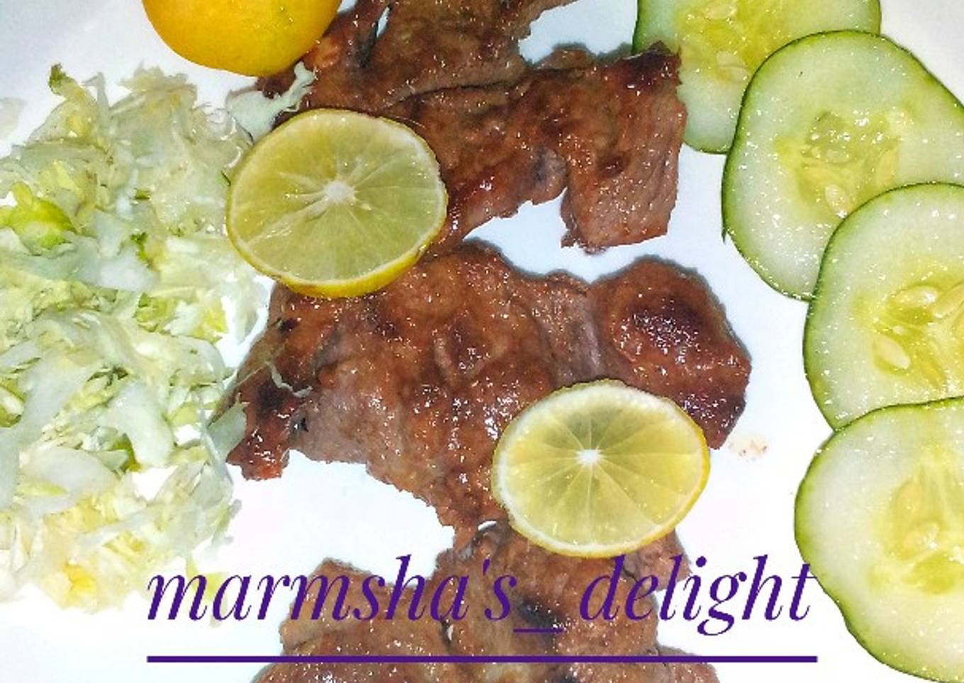 Pan grill lamb in lemon marinade