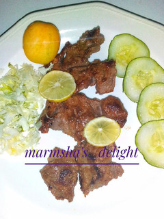 A picture of Pan grill lamb in lemon marinade.