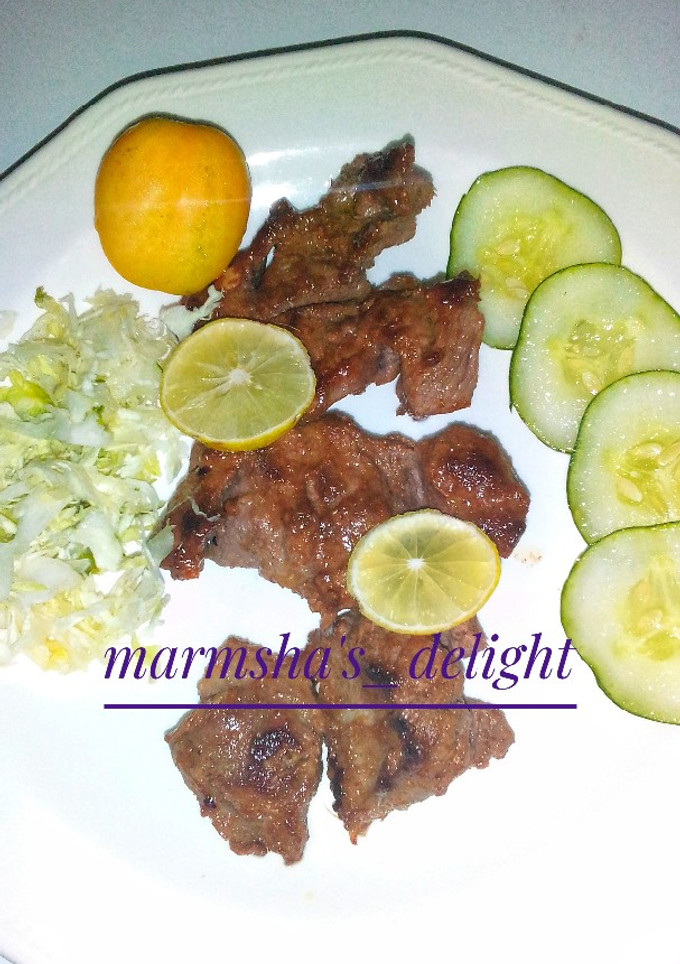 A picture of Pan grill lamb in lemon marinade.