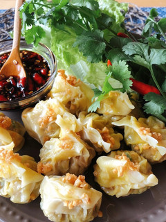 A picture of Easy Dumpling |Shrimp & Pork Dumpling with Spicy Dipping Sauce •Kanom Jeeb •.