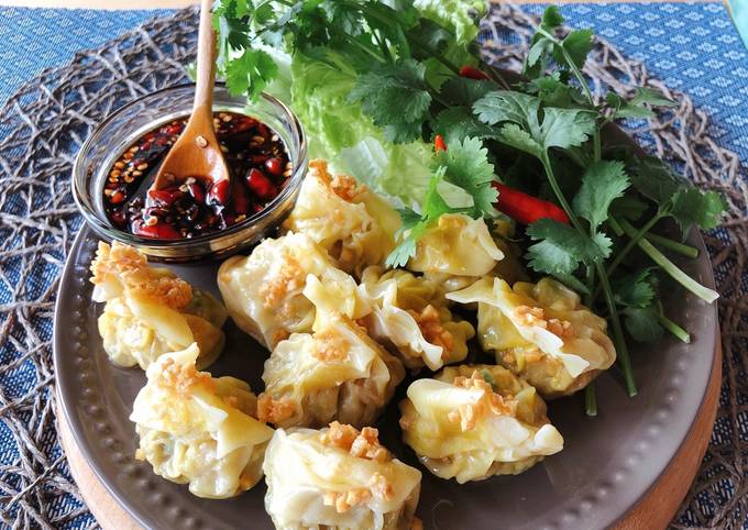 Easy Dumpling |Shrimp &amp; Pork Dumpling with Spicy Dipping Sauce •Kanom Jeeb •