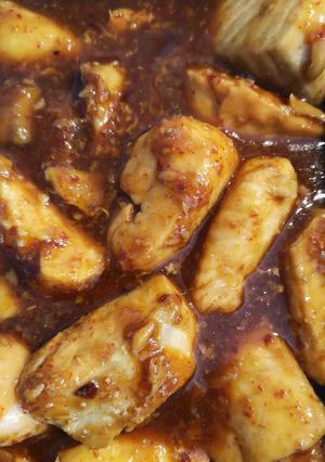 A picture of Spicy sweet sour Salmon.