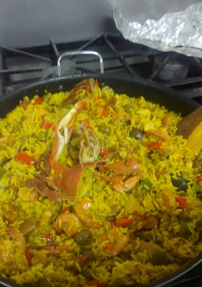Una foto de Paella