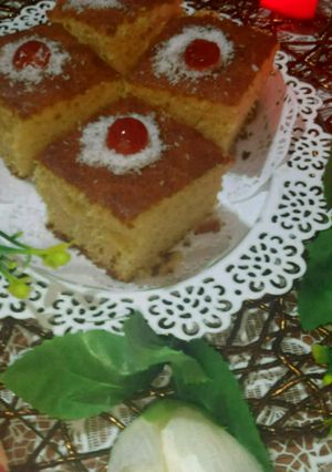 صورة لوصفة بسبوسة طرية وبنينة بمكون سري