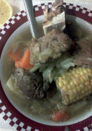 A picture of Caldo de Res (beef soup).