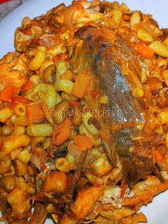 A picture of JOLLOF MACARONI & BEANS.