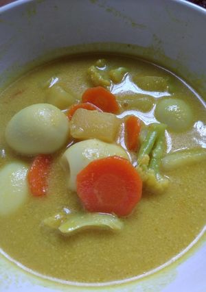 Foto resep Kare sayuran dan telur puyuh