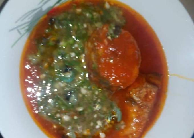 Okro soup mix with stew