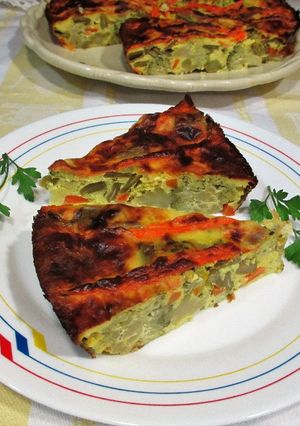Foto principal de Budín de brócoli y judías verdes con queso mozzarella