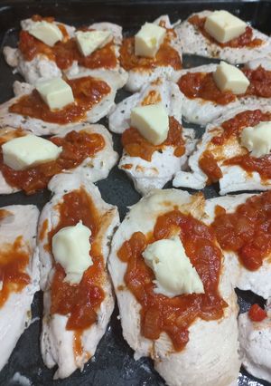 Una foto de Pollo a la pizza