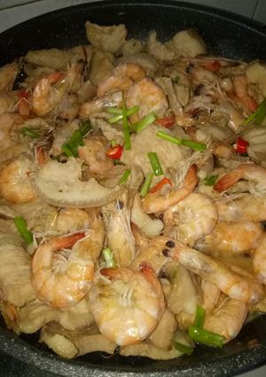 Hình của món Tôm thịt ram.