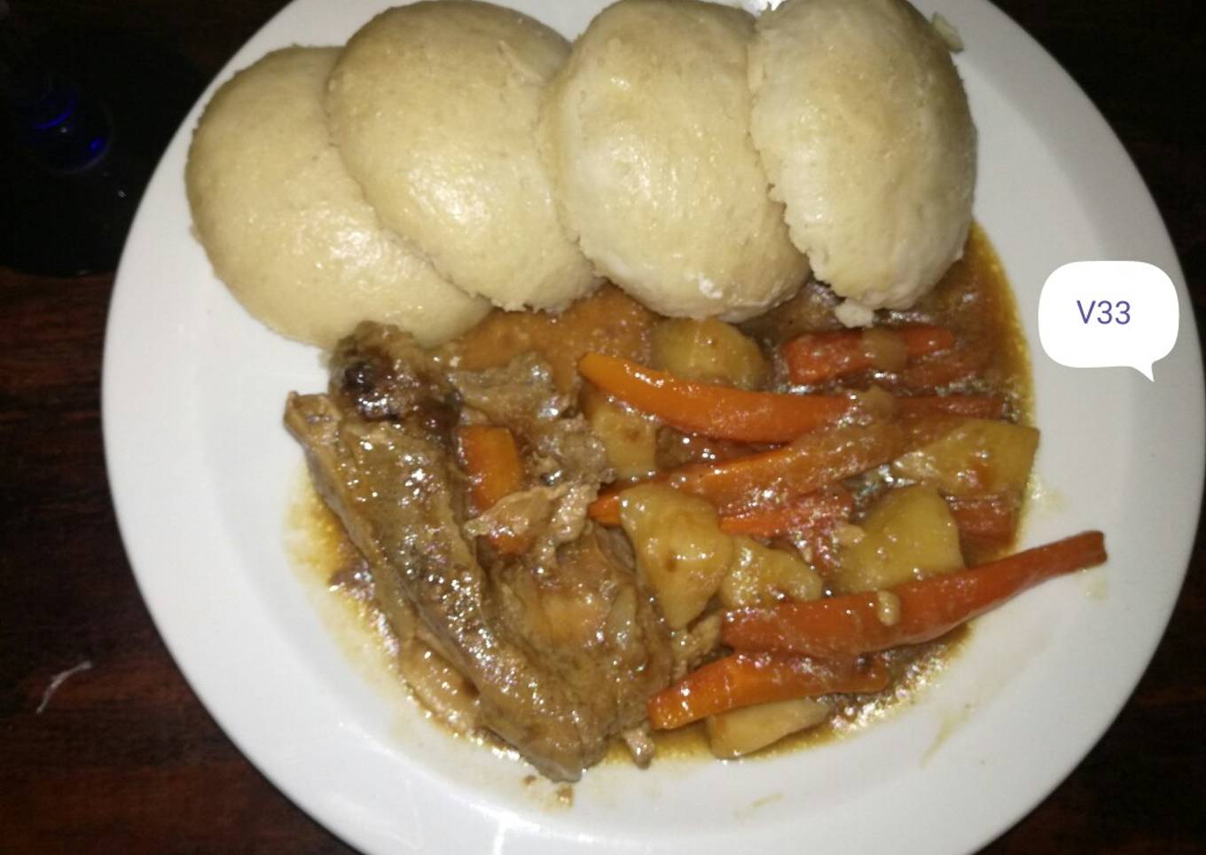 Steam bread and Chicken stew