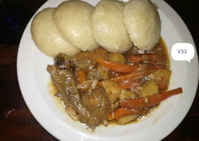 Steam bread and Chicken stew