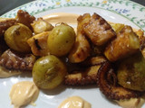 Pulpo braseado con patatas soprano y alioli de sriracha